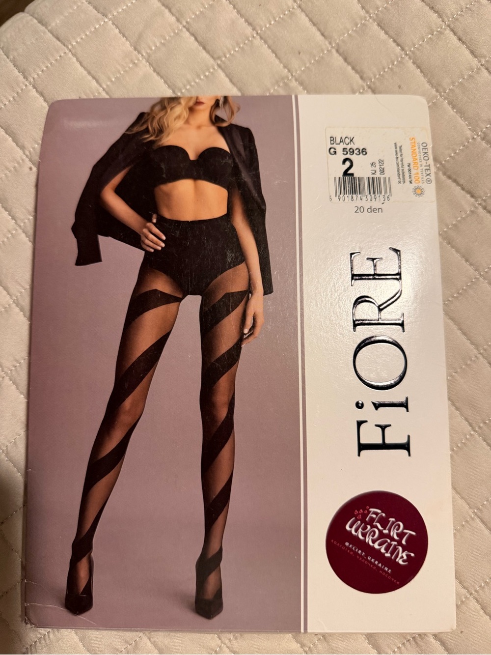 Black Sheer Diagonal Stripe Tights